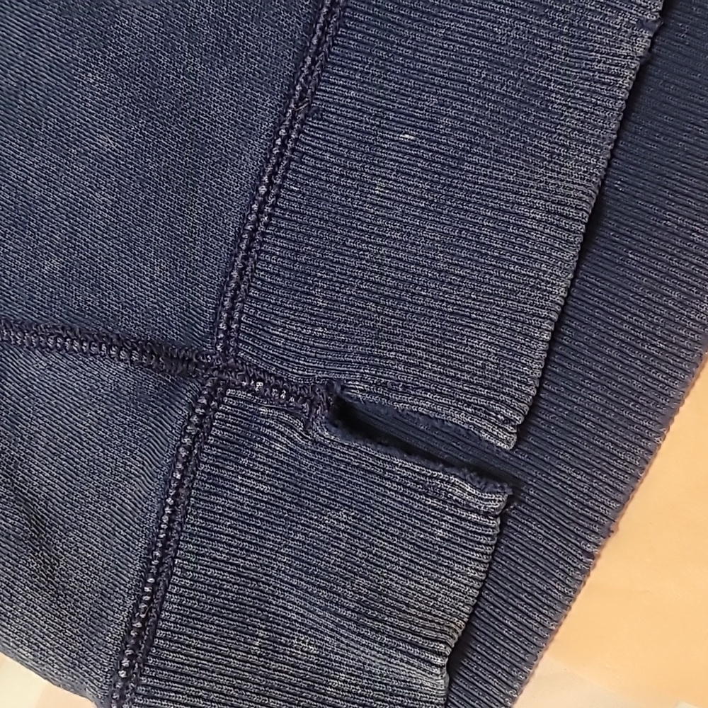 Aerie Blue Navy V-neck Distressed Look Slouchy Comfy Sweatshirt Size L - Picture 5 of 7